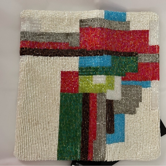 BCBG Maxazria Multicolour Beaded Clutch Purse Handbag, Ivory & Colors, NWT - Picture 9 of 16